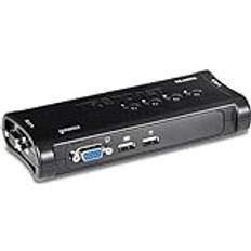 Trendnet 4-Port USB KVM Switch Kit, VGA and USB Connections, 2048 x 1536 Resolution, Cabling Included, Control Up to 4 Computers, Compliant with Window, Linux, and Mac OS, White, TK-407K