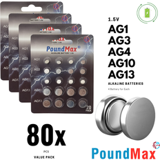 PoundMax Ag1 Ag3 Ag4 Ag10 Ag13 Alkaline Battery 1.5V 20 Pack