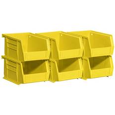 Akro-Mils 08212YELLO 30210 Plastic Storage Bin Hanging Stacking Containers, 5-Inch x 4-Inch x 3-Inch Yellow, 6-Pack