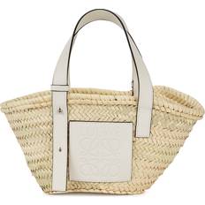 Loewe Small Sand Raffia Basket Bag, Bag, White