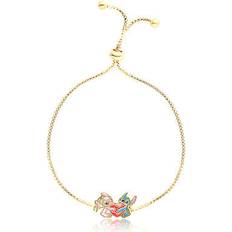 Bracelets Disney womens stitch and angel heart lariat bracelet 18kt gold plated