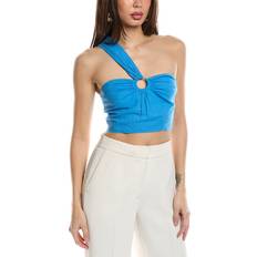 Jason Wu One-Shoulder Linen-Blend Crop Top