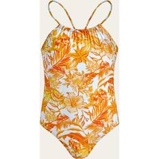 Yellow Swimwear Children's Clothing Vilebrequin Girl's Halter Tahiti Flower-Print One-Piece Swimsuit, 2-14 MAIS