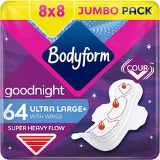 Bodyform Ultra Goodnight Sanitary Towels with Wings, 64 Pads Night