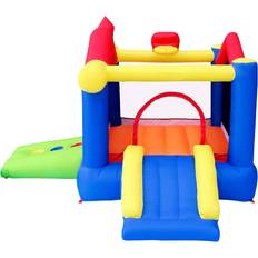 Fabric Inflatable Toys OWZJUHA Inflatable Bounce House with Slide Jumping Castle with Blower & Beanbag Game