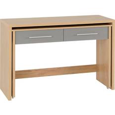 SECONIQUE Seville Grey High Gloss/Light Oak Effect Veneer Writing Desk 86x120cm