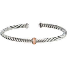 David Yurman Rose Gold Bracelets David Yurman Classic Cable Station Bracelet - Silver/Rose Gold