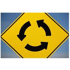 Yellow Posters Posterazzi DPI1900562 A Yellow Sign Showing Three Arrows Going A Circle Poster