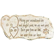 Beige Garden Decorations Pawprints Remembered Pet Memorial Stone Marker for Dog or Cat