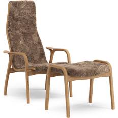 Swedese Et Repose-Pieds Lamino Chêne Huilé/Peau De Mouton Charbon Fauteuil 101cm