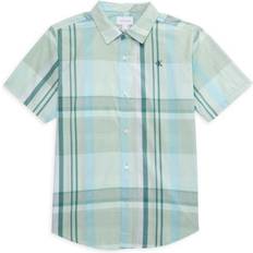 Green Shirts Children's Clothing Calvin Klein Kid's Logo Plaid Shirt - Green