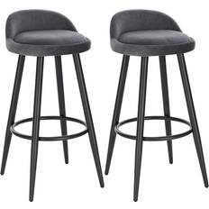 WOLTU Breakfast Kitchen Counter Islands Dark Grey Bar Stool 78.5cm 2pcs