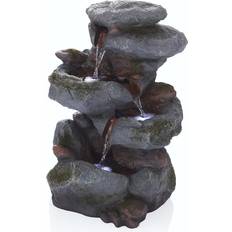 Alpine Corporation 3-Tier Rock Waterfall Fountain with LED Lights