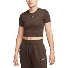 Nike Sportswear Essential Women's Slim Cropped T-shirt - Baroque Brown/White