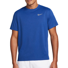 Men T-shirts Nike Men's Miler Short Sleeve Dri-FIT UV Running Top - Game Royal/Midnight Navy/Heather