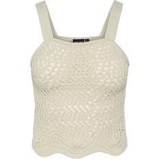 Pieces Topit Pieces Pcaia S/L Knit Crop Top - Beige