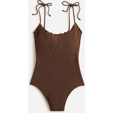 Polyamide - Women Swimsuits J.Crew Smocked tie-shoulder one-piece swimsuit - Dark Fudge