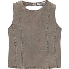 Pull&Bear Dame Overdele Pull&Bear Vasket beige denimtop med halterneck-Neutral