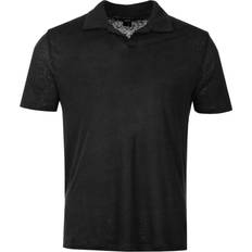 Linen Polo Shirts Paige Mens Black Shelton Relaxed-fit Linen Polo Shirt