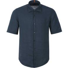 Lino Camicie Boss Orange Rash 2 Linen Short Sleeved Shirt - Navy