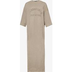 Fear of God Dresses Fear of God Fear OF God Essentials Womens Heather Grey Logo-print Cotton-blend Maxi T-shirt Dress