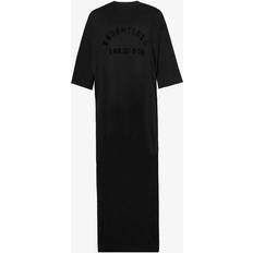 Fear of God Dresses Fear of God Fear OF God Essentials Womens Black Logo-print Cotton-blend Maxi T-shirt Dress