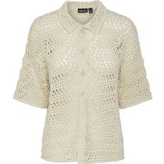 Paitakaulus Neuleet Pieces Pcaia 2/4 Knit Shirt Bc - Beige