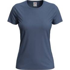 Denim / Jeansstoff T-skjorter Stedman Classic Women T-shirt Denimblå bomull Dame