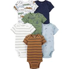 Poliéster Bodys Carter's Baby's Short Sleeve Bodysuit 6-pack - Multicolour/Alligator/Forest Animals/Stripes