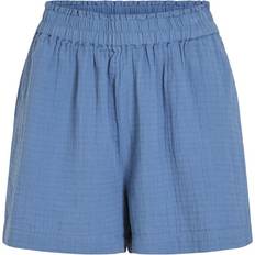Vila Dam Shorts Vila Hög Midja Bomull Shorts Blå