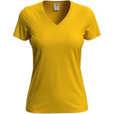 Classic V-Neck Women T-shirt Mustard
