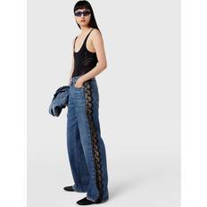 Stella McCartney Lace High-Rise Straight Leg Jeans, Woman, Vintage wash blue denim