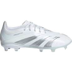 Adidas Junior Predator 24 Elite Cleats FG - Cloud White/Silver Metallic/Cloud White