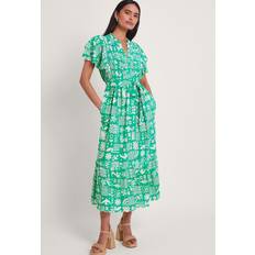 Green - Knee Length Dresses Monsoon Dario Novelty Print Pleat Yoke Midi Dress, Green