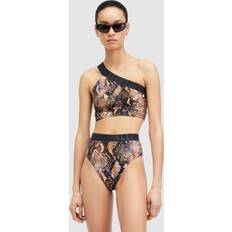 AllSaints Bikinis AllSaints Dara Snake Print Asymmetric Bikini Top