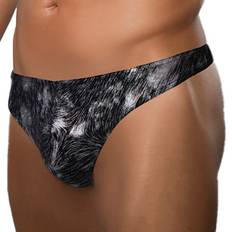 Thong String Brief Pouch - Black Silver