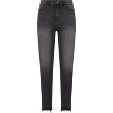 Urban Classics Dam Jeans Urban Classics Dam skinny hög midja öppen hem jeans byxor, Svart tvättad