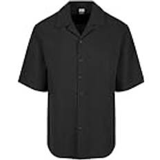 4XL - Herren Hemden Urban Classics Entspanntes Seersucker-kurzarmhemd für Herren Schwarz