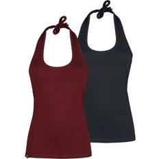 Multicolore Bluse Halterneck Top Double-Pack - Nero/Bordeaux