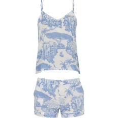 Desmond & Dempsey Loxodonta Printed Cotton Pyjama set Blue