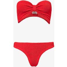 Red Bikini Sets Hunza G Womens Red Tina Ruched-front Bikini set