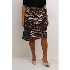 Dame - Multifarvet Nederdele Kaffe Curve KClana Nederdel med tiger print