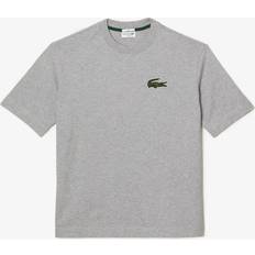 Lacoste Grey Clothing Lacoste Mens Fit Crocodile Organic T-Shirt in Grey Cotton