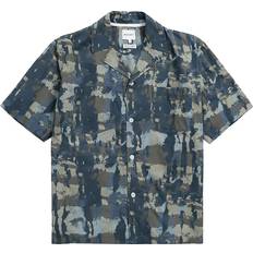 Norse Projects Mens Steel Blue Mads Relaxed Print Shirt