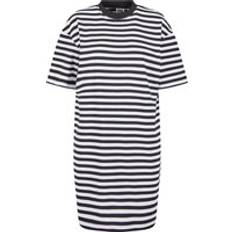 Bomull - Multifärgade Klänningar Urban Classics Kort klänning Oversized Striped Tee Dress för Dam svart/vit