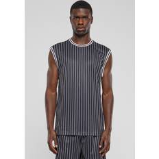 3XL Canottiere Urban Classics Striped Mesh Vest - Uomo - Nero/Bianco