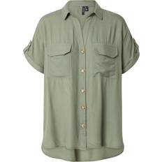 Bluser Vero Moda Skjorte vmBumpy S/S Shirt Wvn Grøn