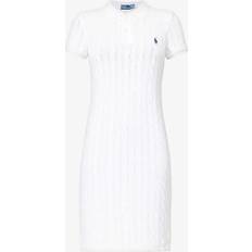 Polo Ralph Lauren L Dresses Polo Ralph Lauren Womens White/ Navy Pp Logo-embroidered Cotton Midi Dress