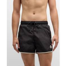 Moncler Men Swimwear Moncler Black Patch Swim Shorts 999 Black