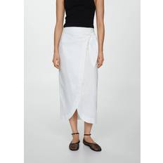 Mango Short Skirts Mango Women's Bow Linen Skirt White